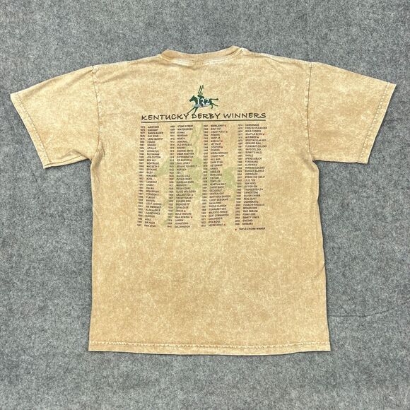 Kentucky Derby Shirt Mens Medium Brown Dirt Shirt Short Sleeve 132nd VTG Y2K - Picture 2 of 12